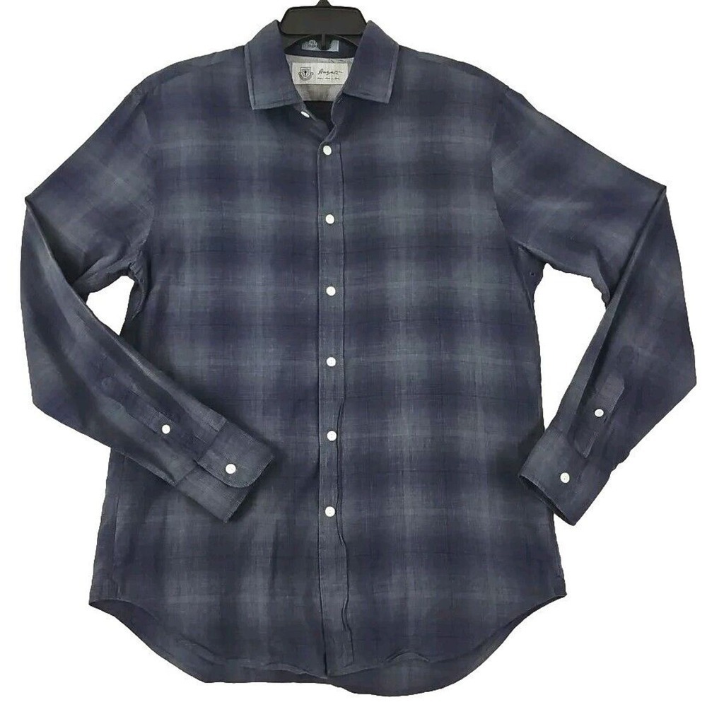 Hayati Italian Jachs Long Sleeve Button Front Shirt Men's Medium Blue Gray